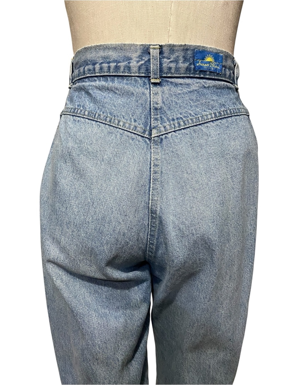 Vintage 80s Sunset Blues Light Wash Cotton Yolk Jeans 30 x 28 Normcore Americana - Picture 8 of 12